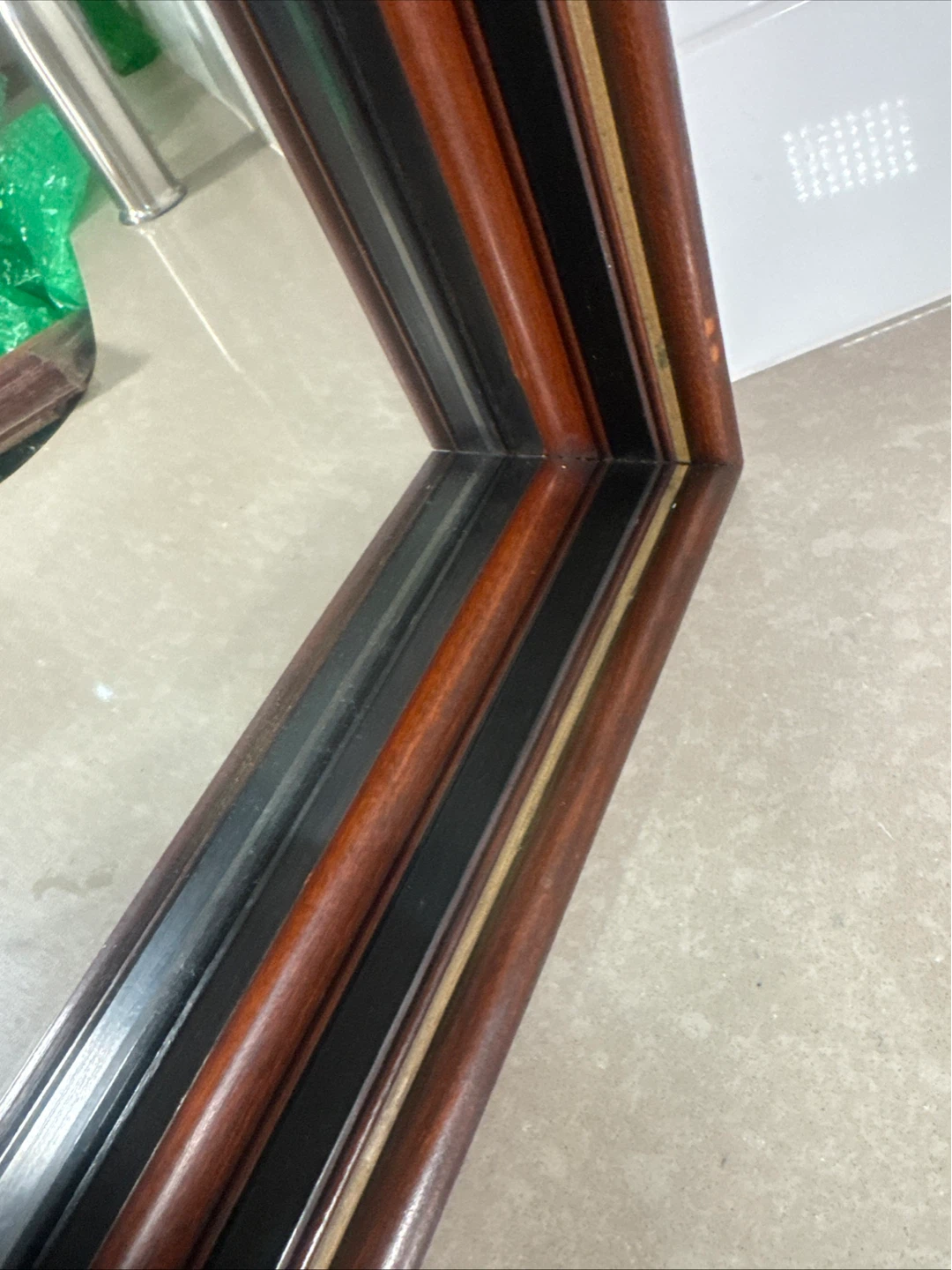 Antique Mahogany Shadow Box Frame With Mirror - photo 3