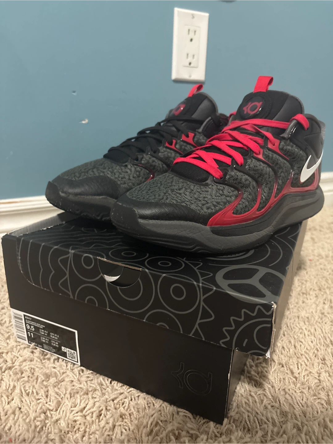 Nike KD 17 Men's Basketball Shoes Black Red Size 9.5