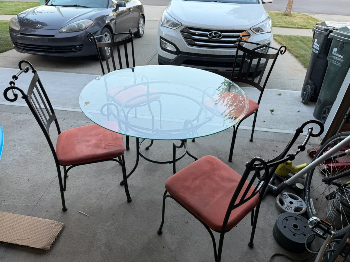 Glass Top Table Set with 4 Chairs