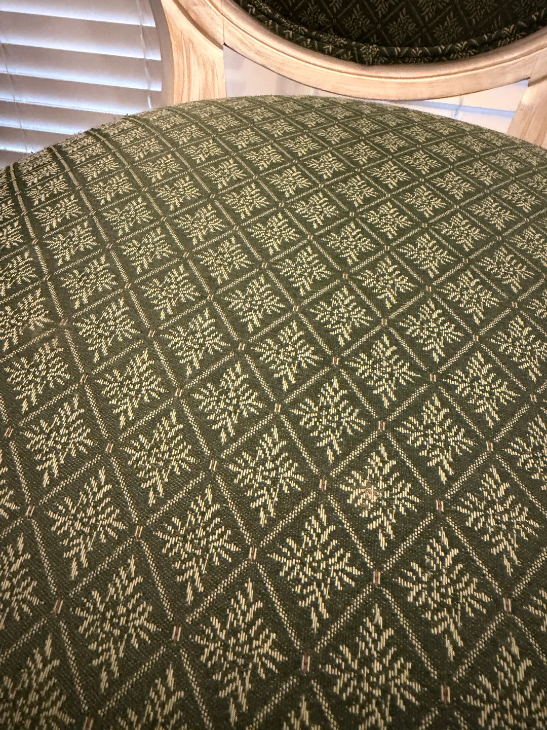 Carved Accent Chair with Green Damask Upholstery - photo 3