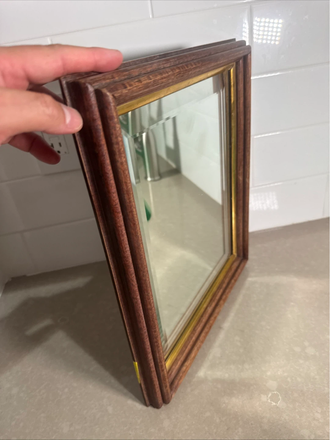 Antique Mahogany Shadow Box Frame With Mirror