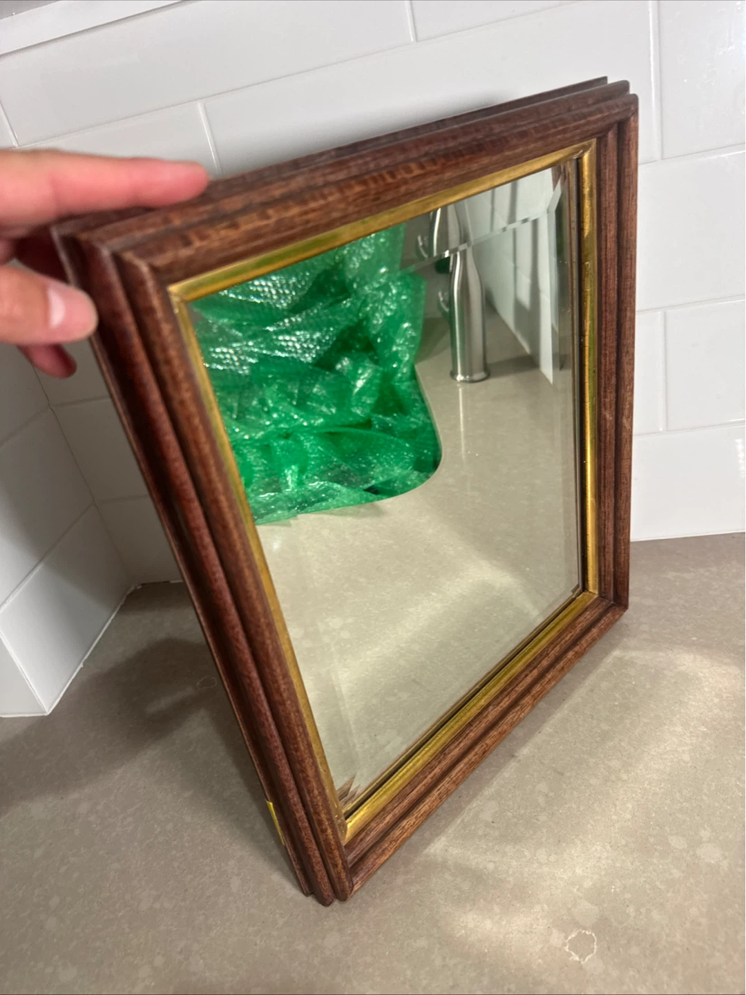Antique Mahogany Shadow Box Frame With Mirror - photo 2