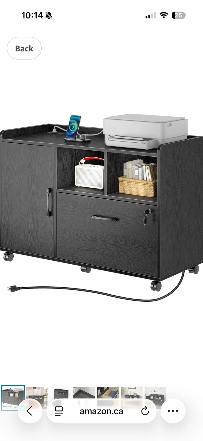 Black Rolling File Cabinet with Lock