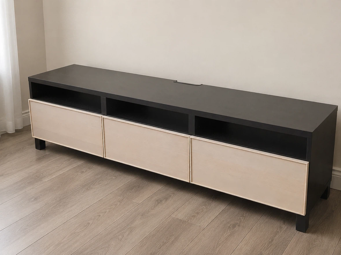 Long Media Console with 3 Drawers