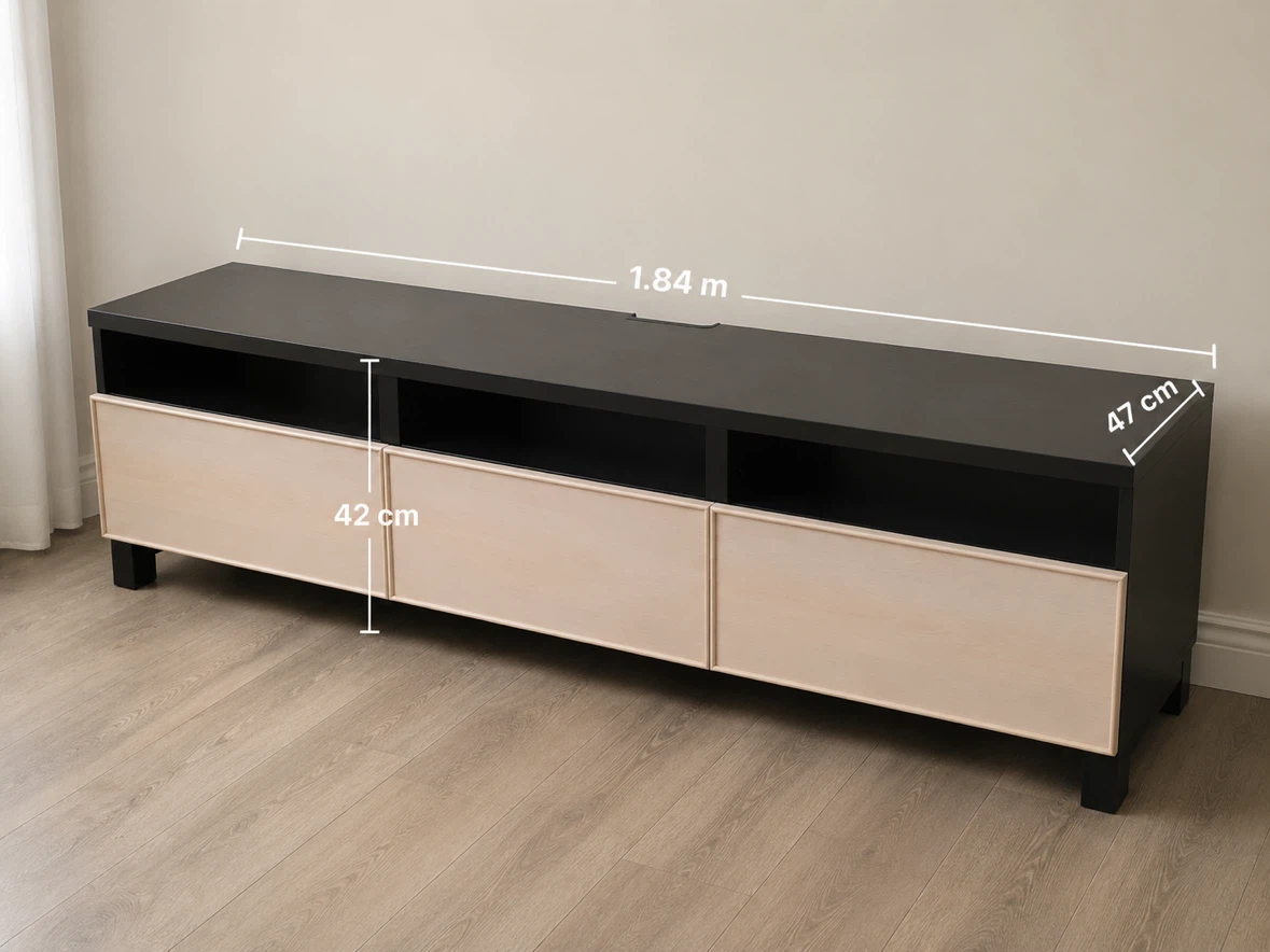 Long Media Console with 3 Drawers - photo 2