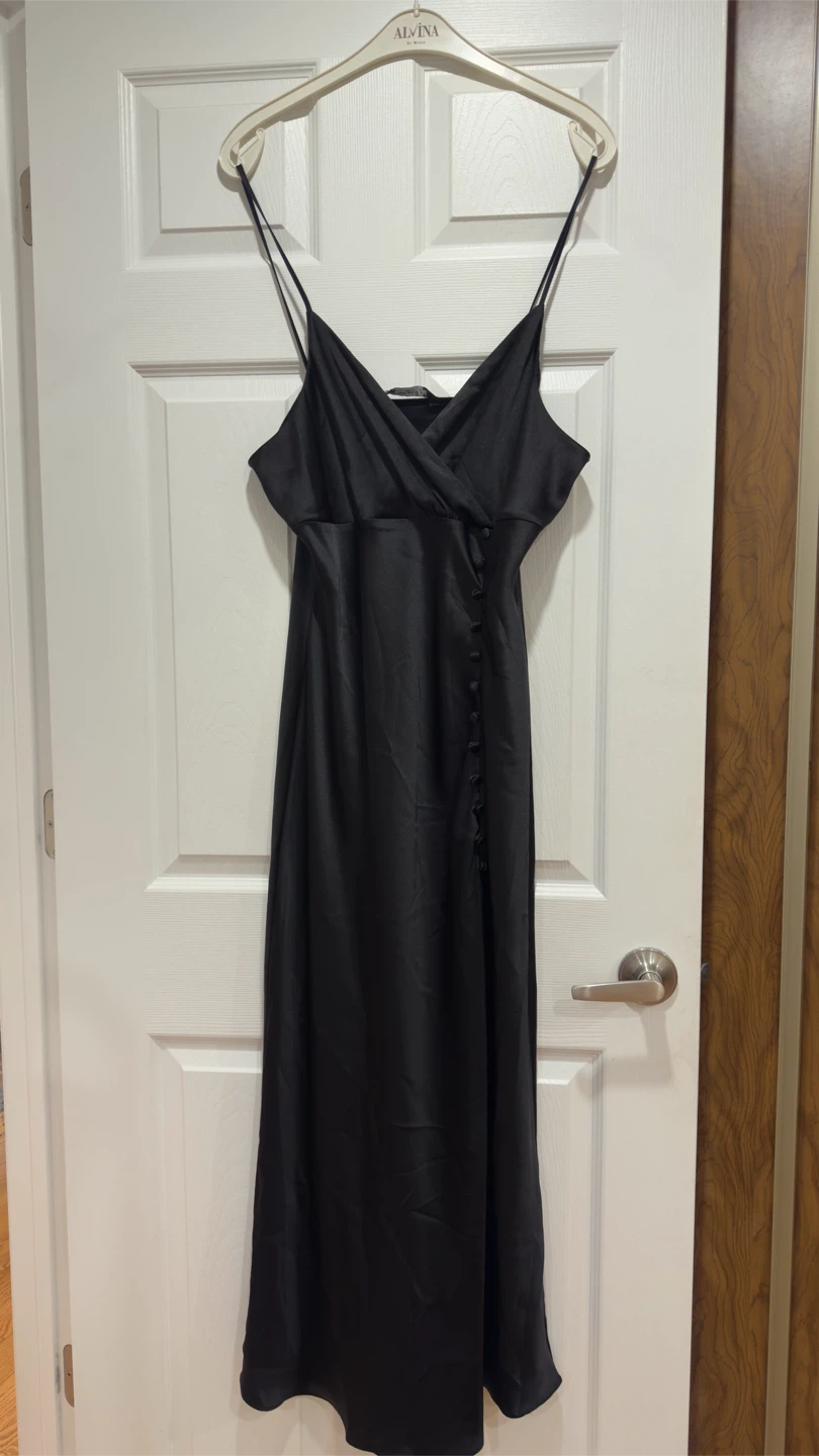 Zara Black Satin Slip Dress