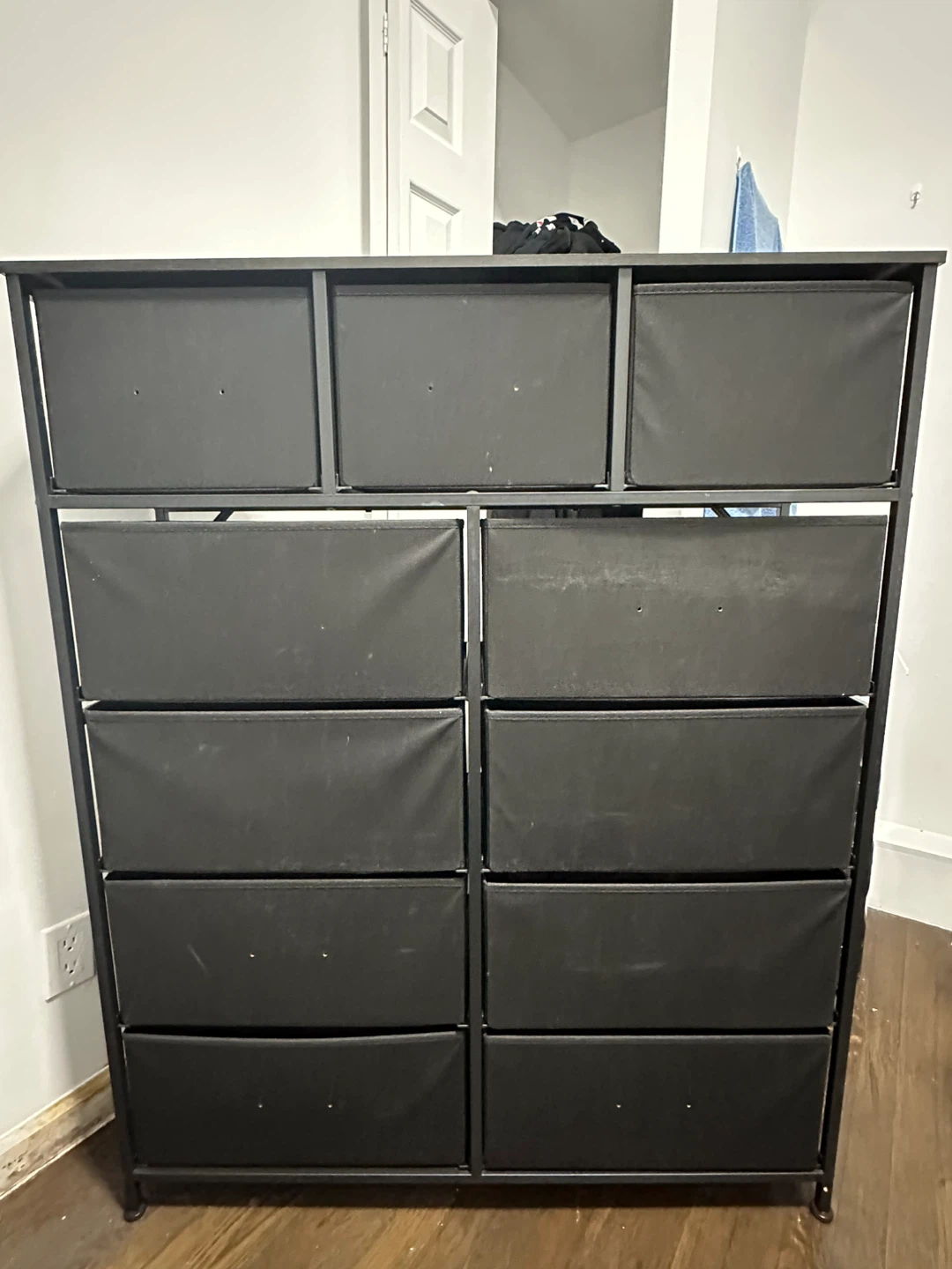 Black Storage Shelf with Drawers