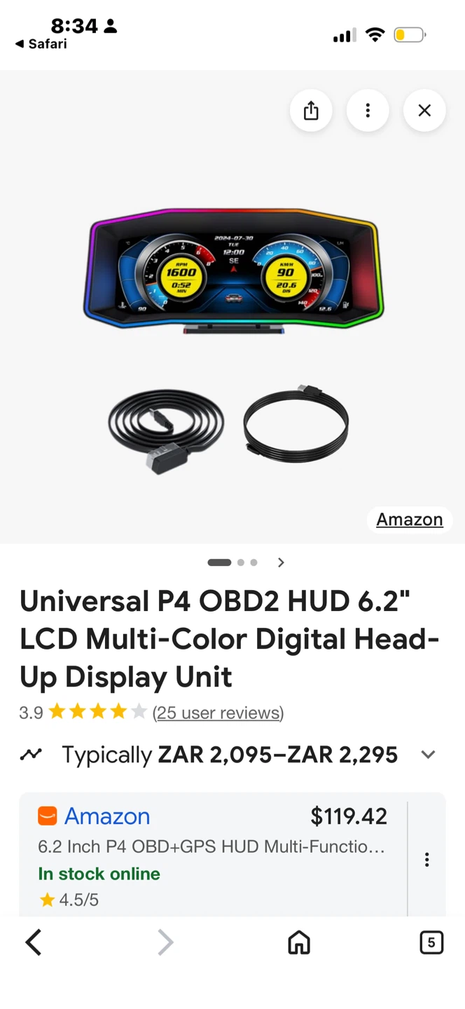 P4 OBD2 HUD 6.2" Digital Head-Up Display Unit