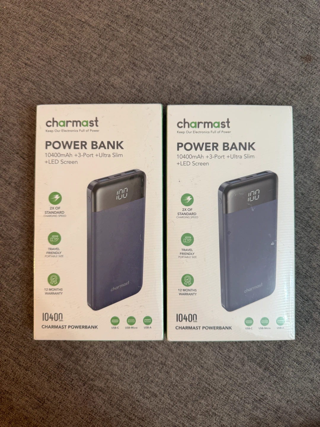 Charmast Power Bank 10400mAh + 3-Port + Ultra Slim