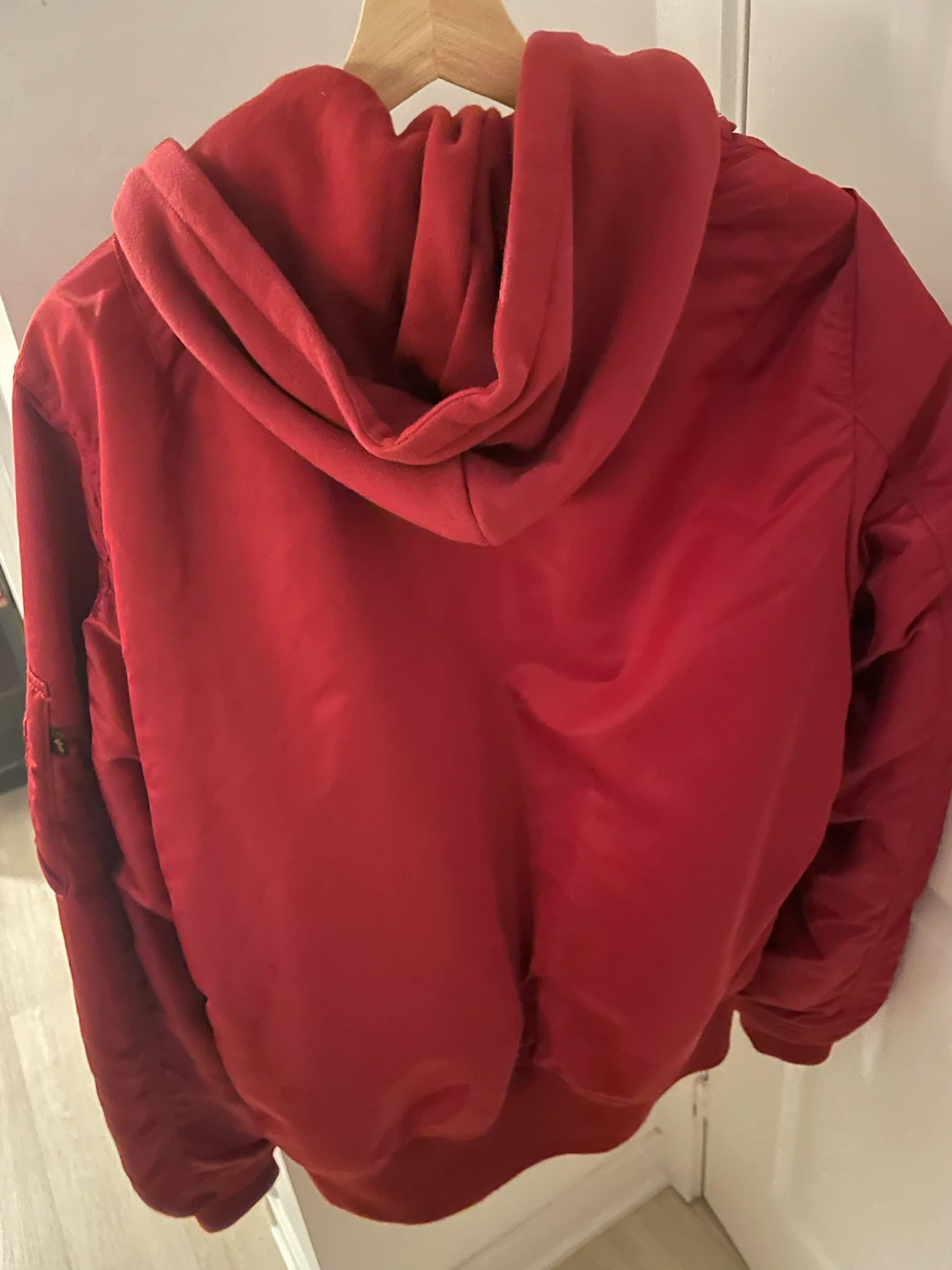 Alpha Industries Red Hooded Bomber Jacket - photo 3