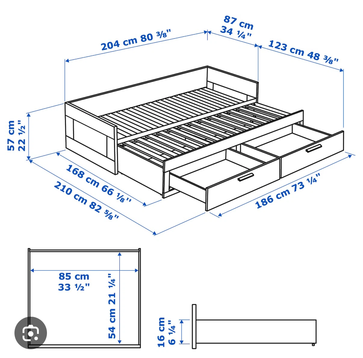 IKEA Brimnes White Daybed with 2 Drawers - photo 2