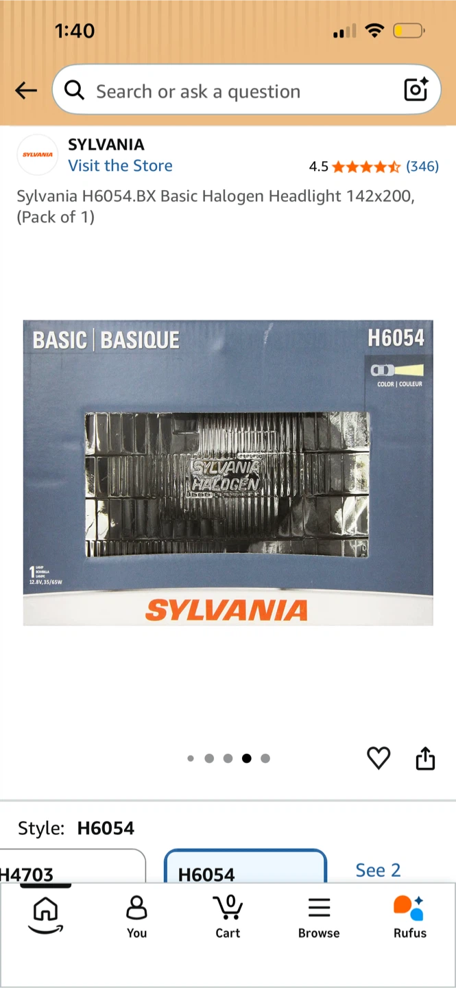 Sylvania H6054.BX Basic Halogen Headlight 142x200k