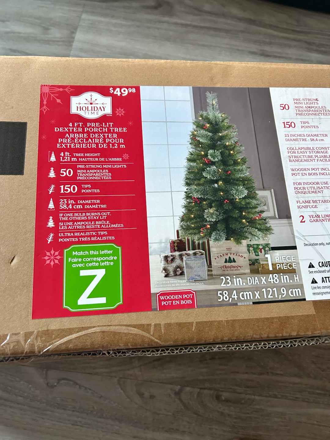 Holiday Time 4 ft Pre-Lit Dewdrop Poinsettia Christmas Tree