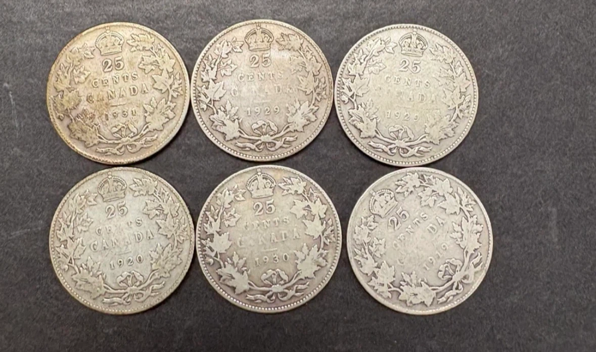 Canadian 25 Cents Silver Coins $20 each