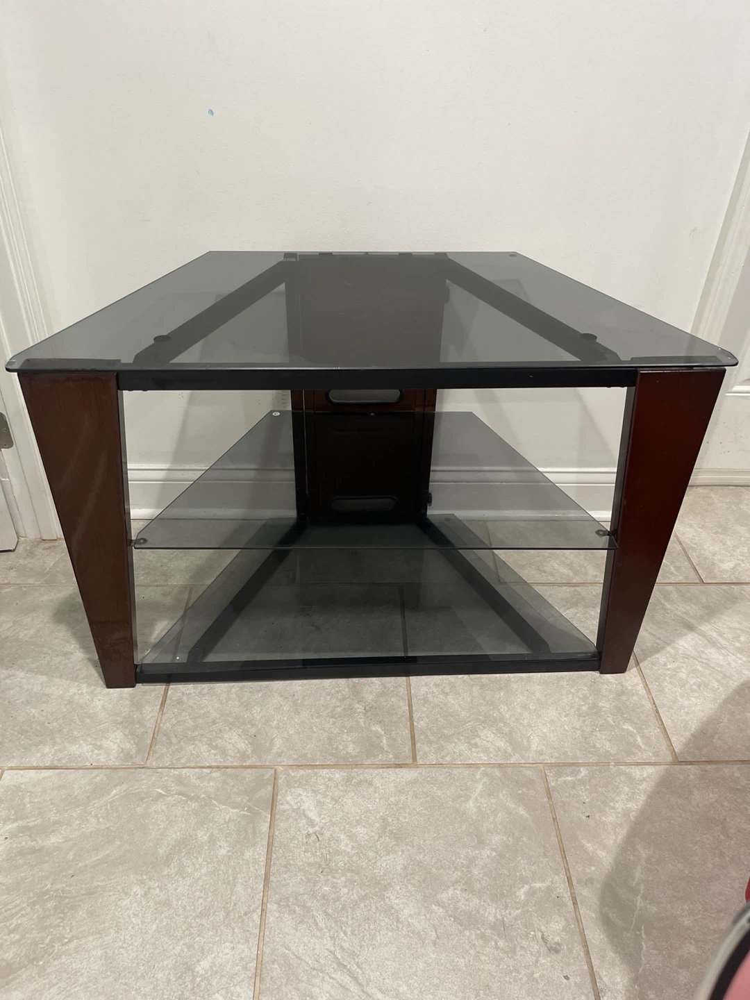 Corner TV Stand with Glass Shelves