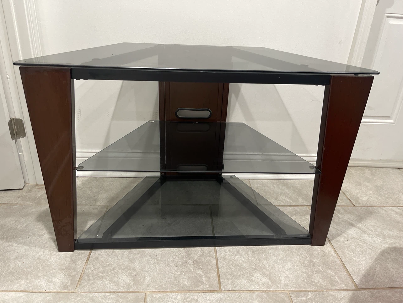 Corner TV Stand with Glass Shelves - photo 2