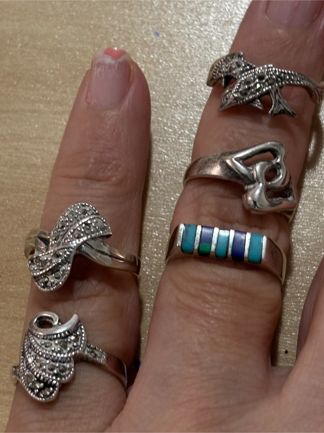 Sterling Silver Marcasite Ring lot - photo 2