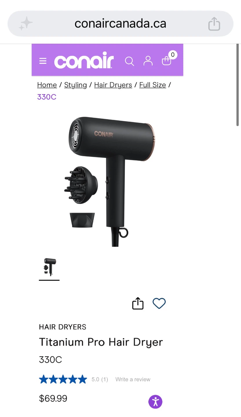 Conair Titanium Pro Hair Dryer 330C