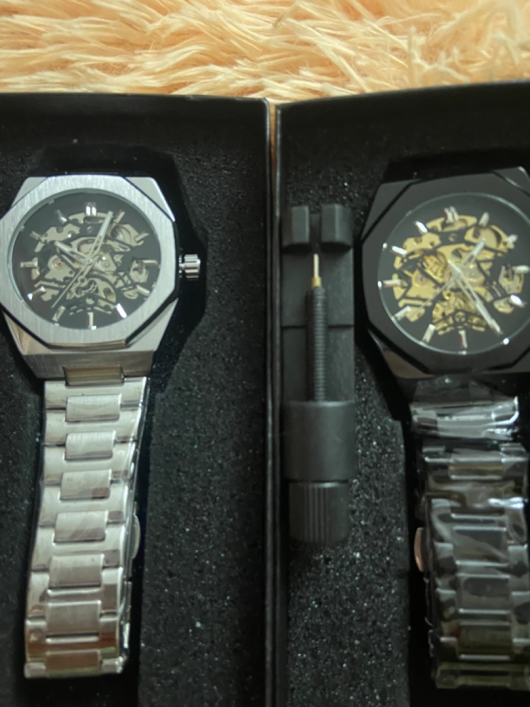 Silver Automatic Skeleton Watch