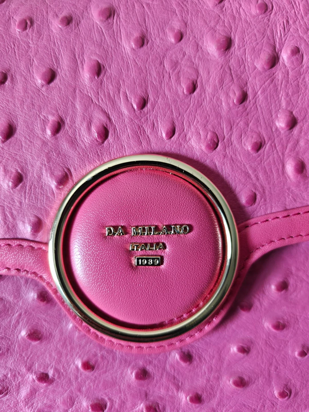 D.A. Milano Pink Ostrich Leather Crossbody Bag - photo 4