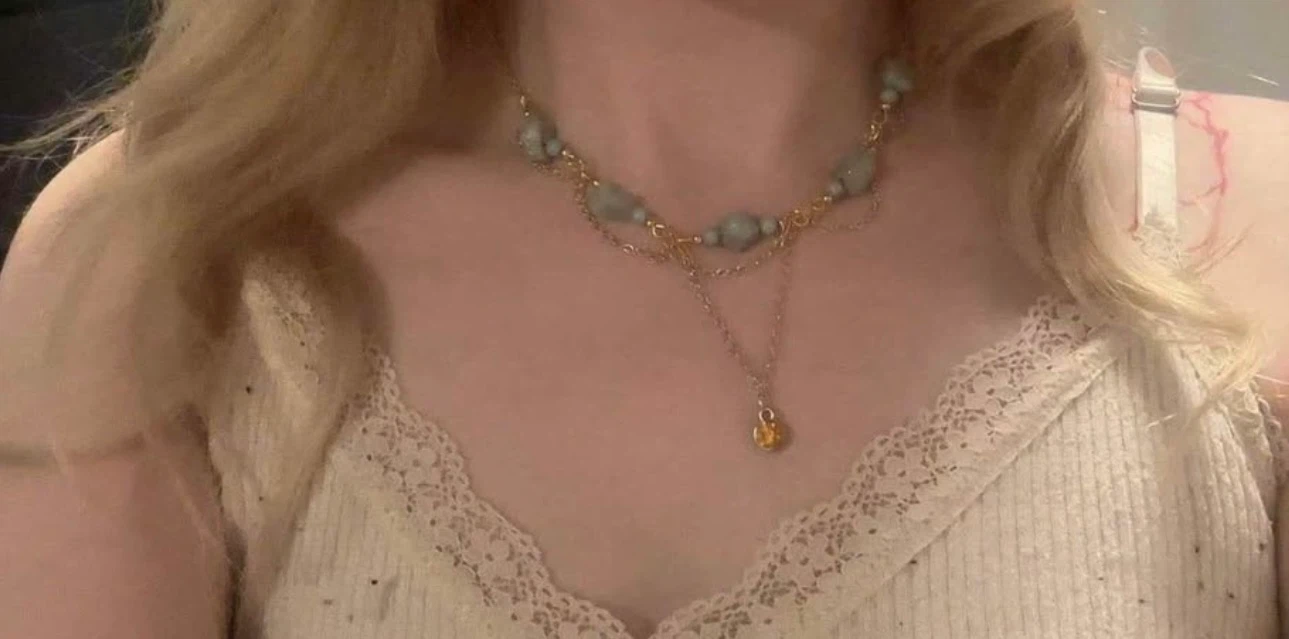 custom made gold necklace with real turqoise