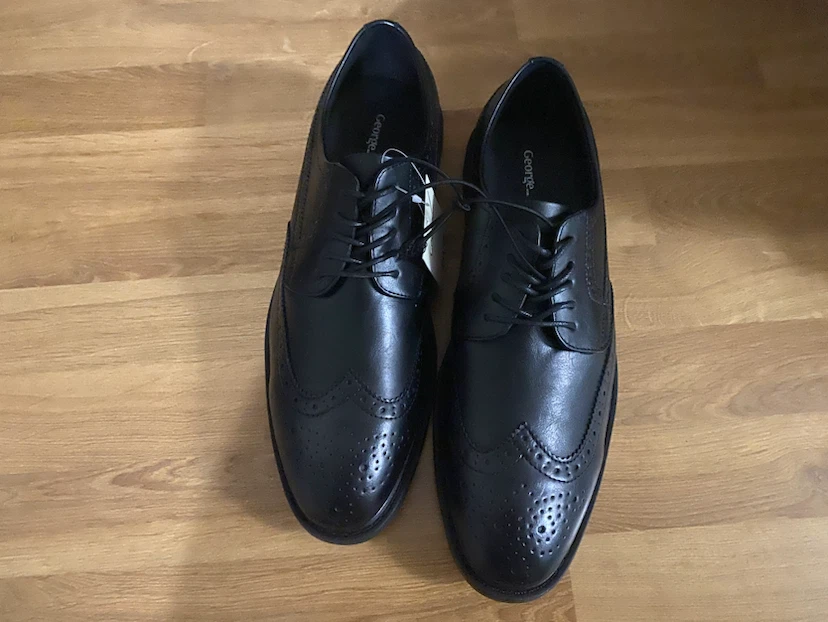 George Men's Black Wingtip Oxford Shoes