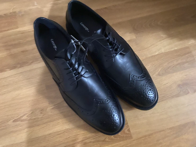 George Men's Black Wingtip Oxford Shoes - photo 3