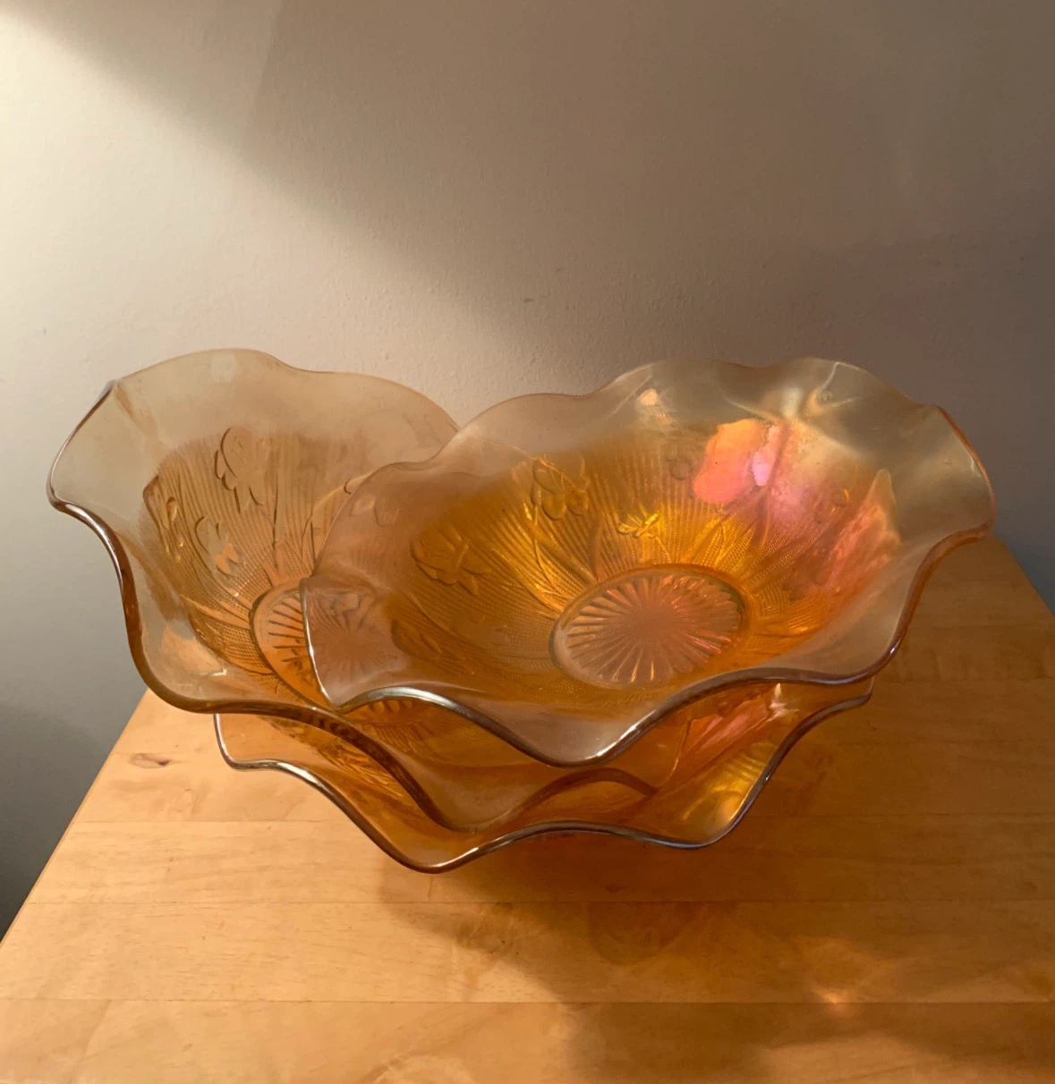 3 Vintage Iridescent Glass Bowls