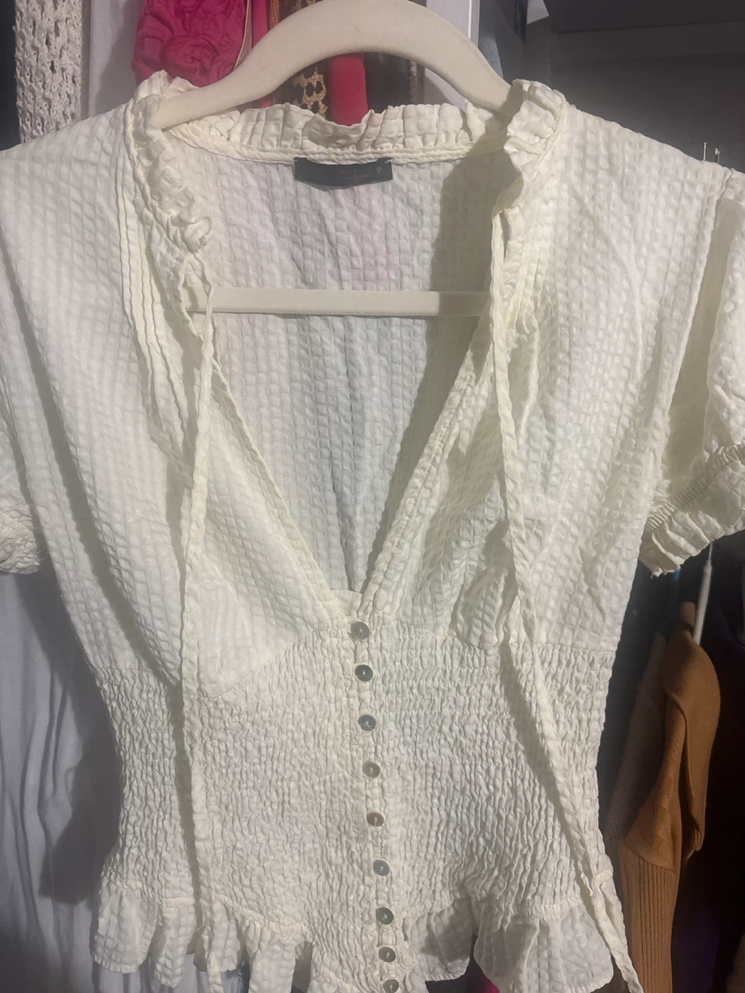Women's White Textured Blouse