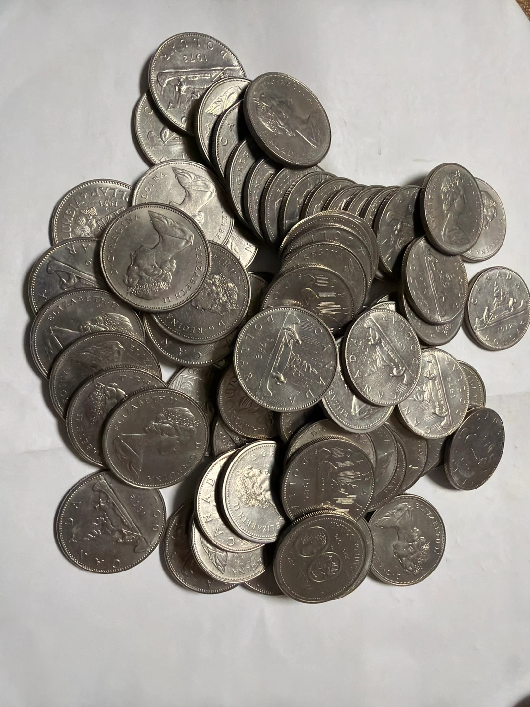 100 Mixed Canadian 1 Dollar Coin Collection