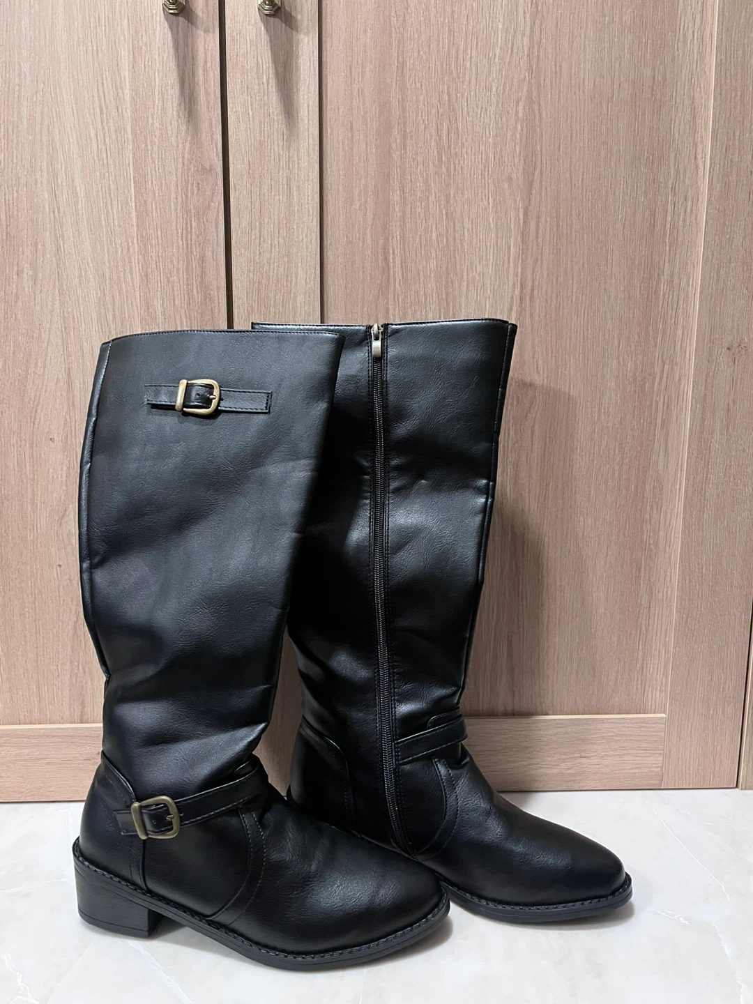 Black Tall Boots with Buckle Detail - photo 2