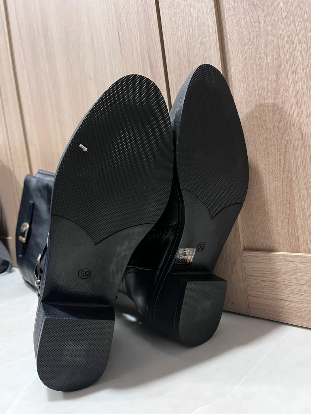 Black Tall Boots with Buckle Detail - photo 3