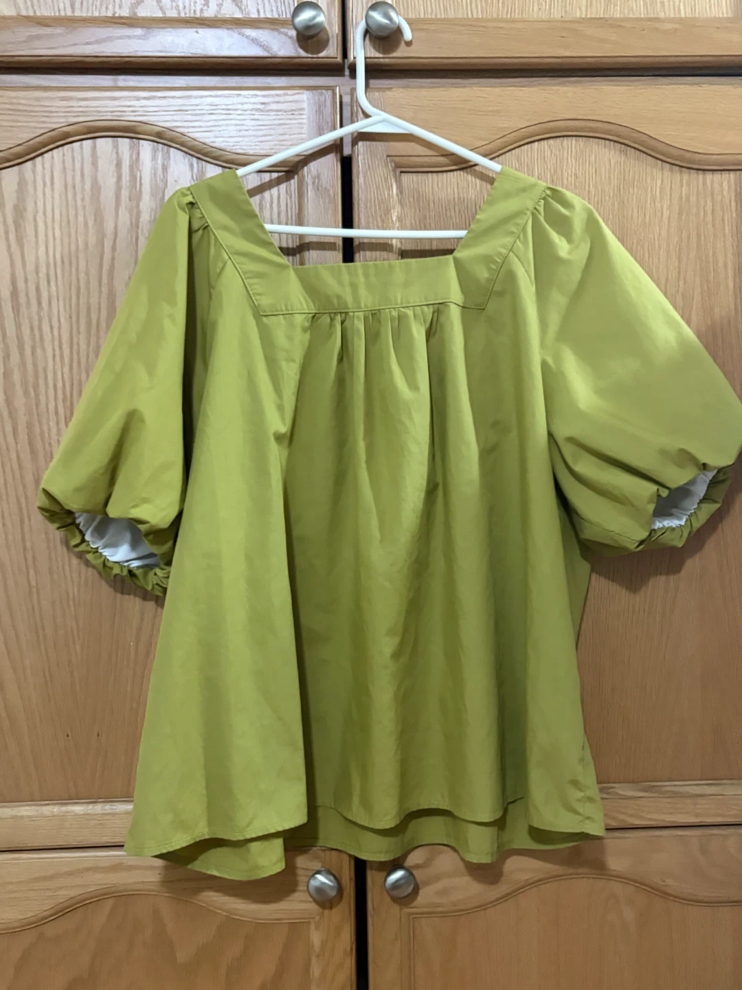 WOMAN PLUS Lime Green Puff Sleeve Blouse - Size 3L