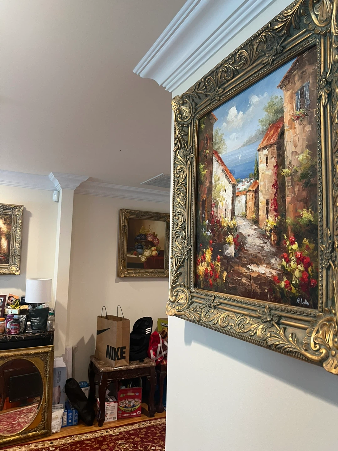 Framed Oil Painting - Italian Village Scene - photo 5
