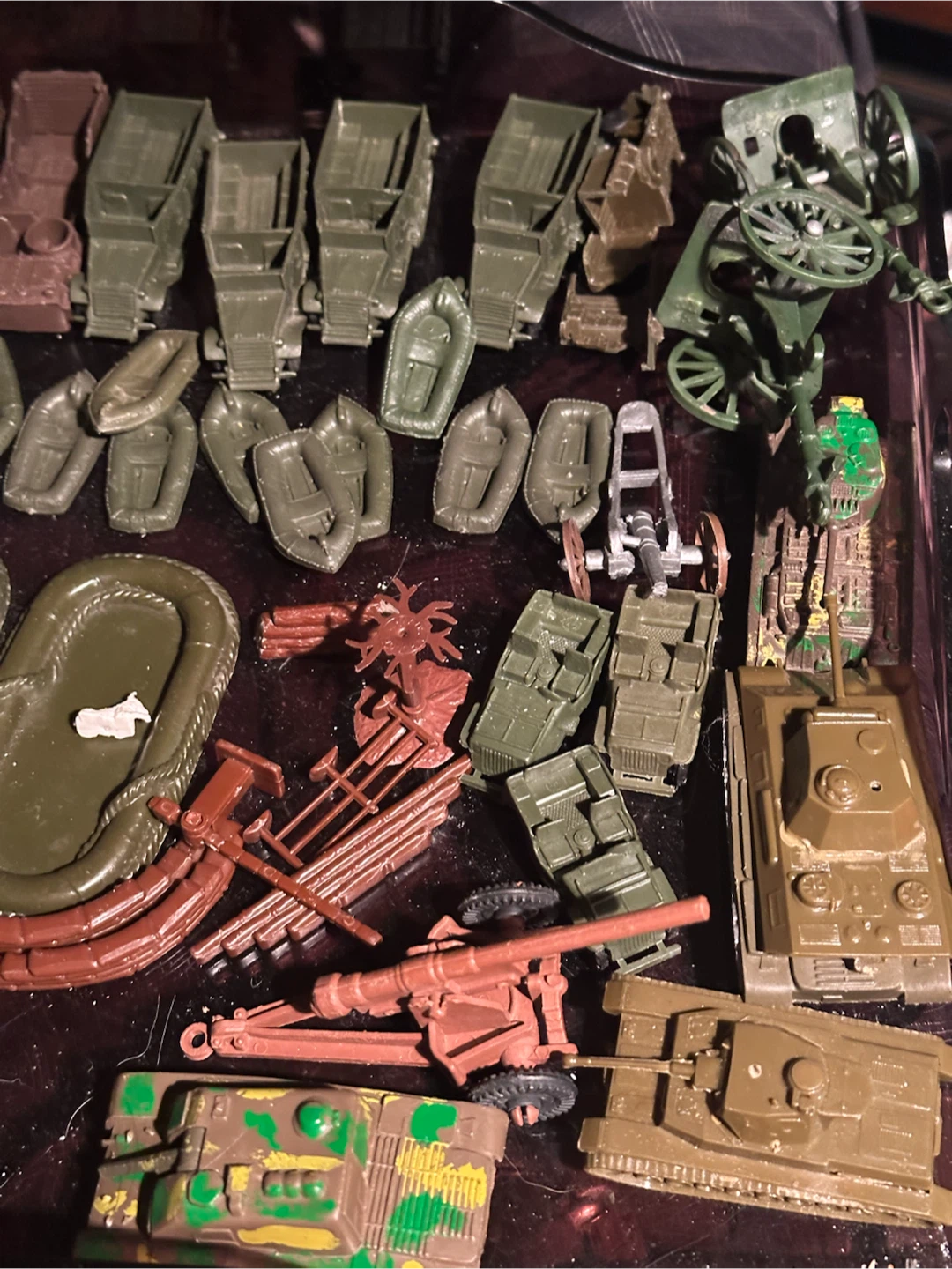 Vintage Marx Plastic Military Toy Vehicles & Accessories Lot