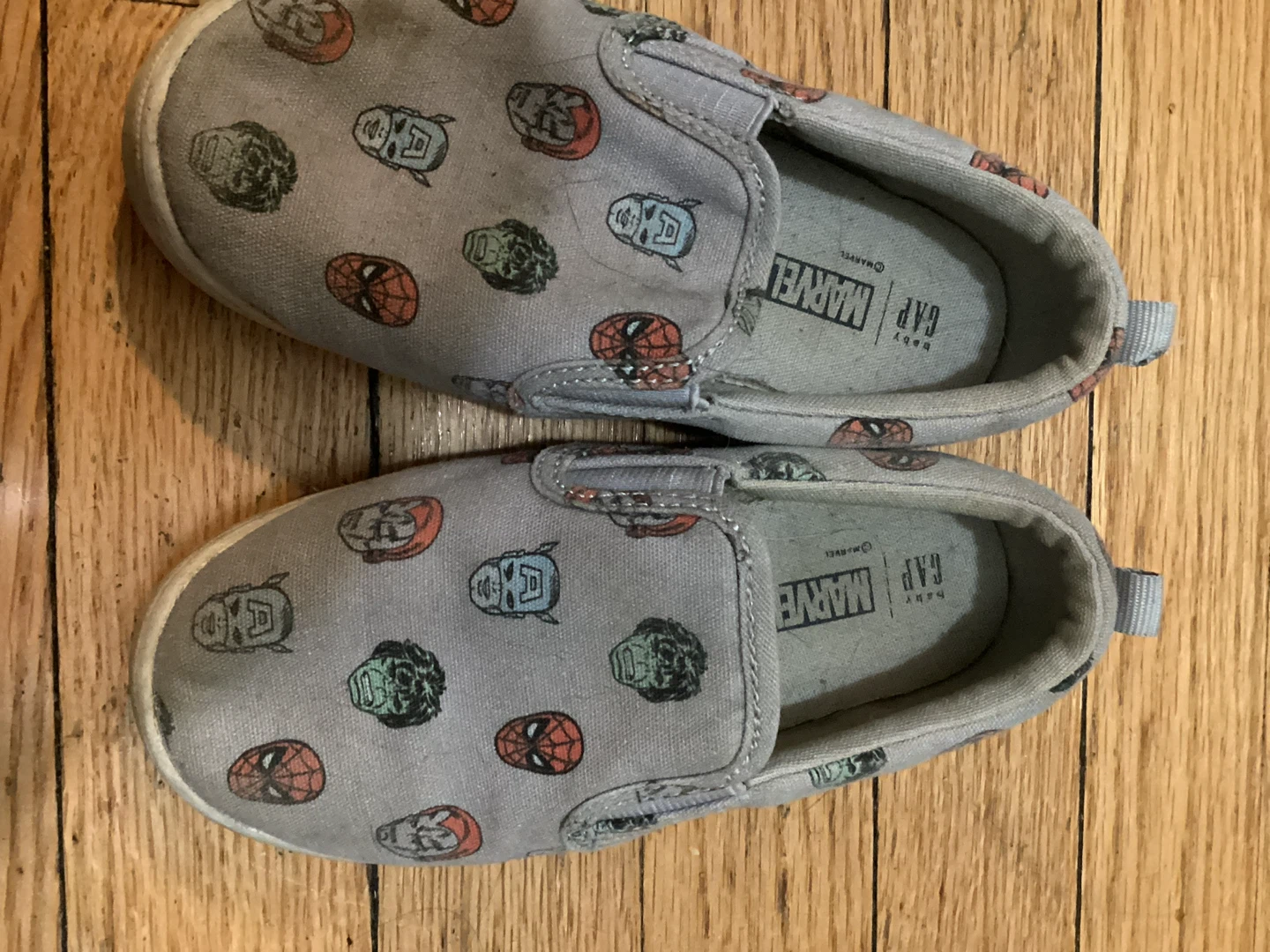 Size 10 small kids Baby Gap Marvel Slip-On Shoes