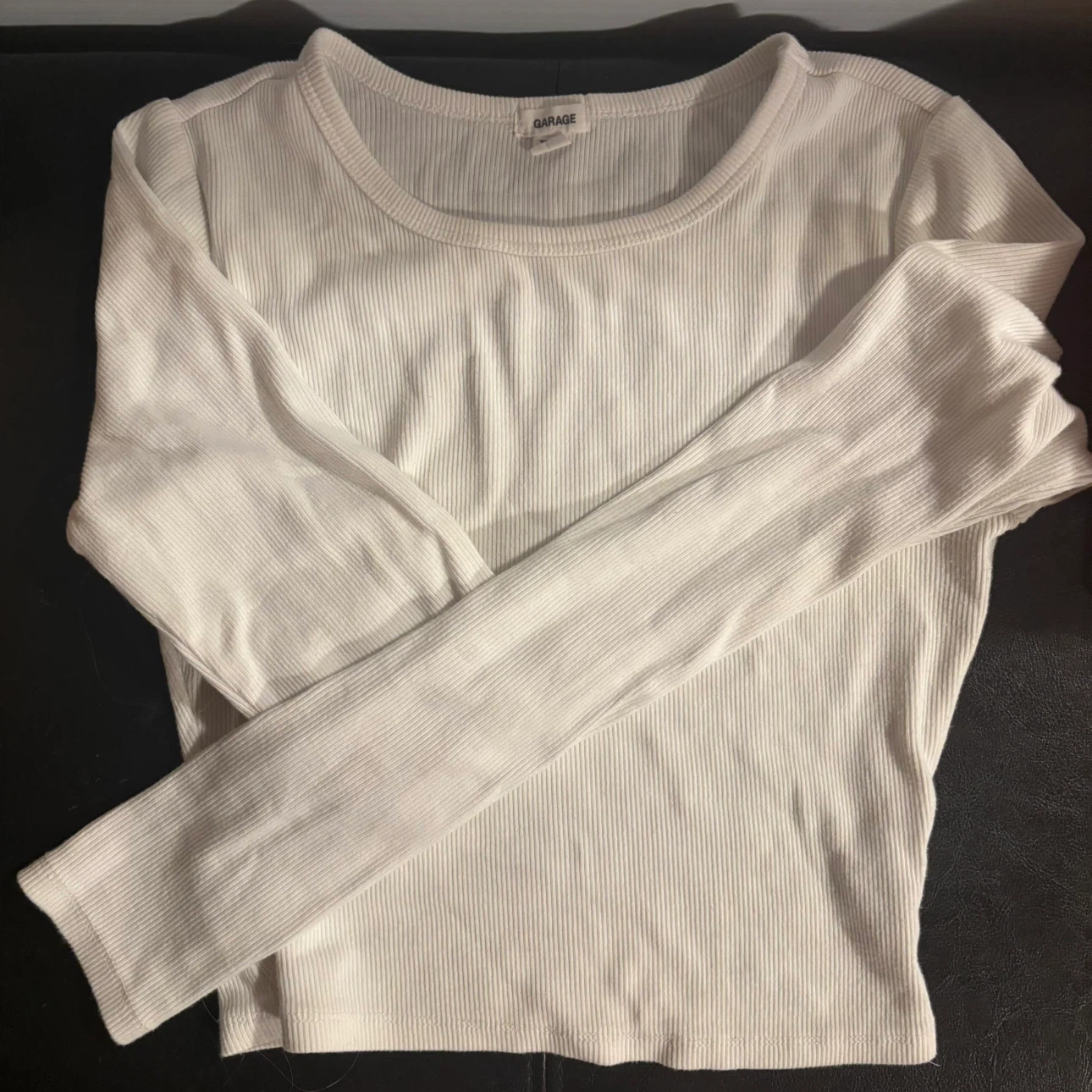 Garage White Cropped Long Sleeve Top