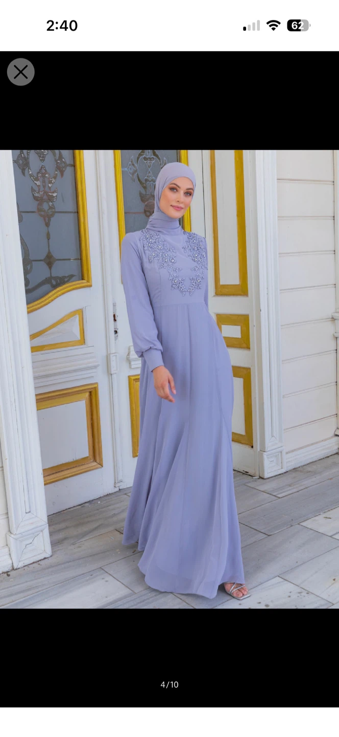 Lilac Long Sleeve Embellished Maxi Dress