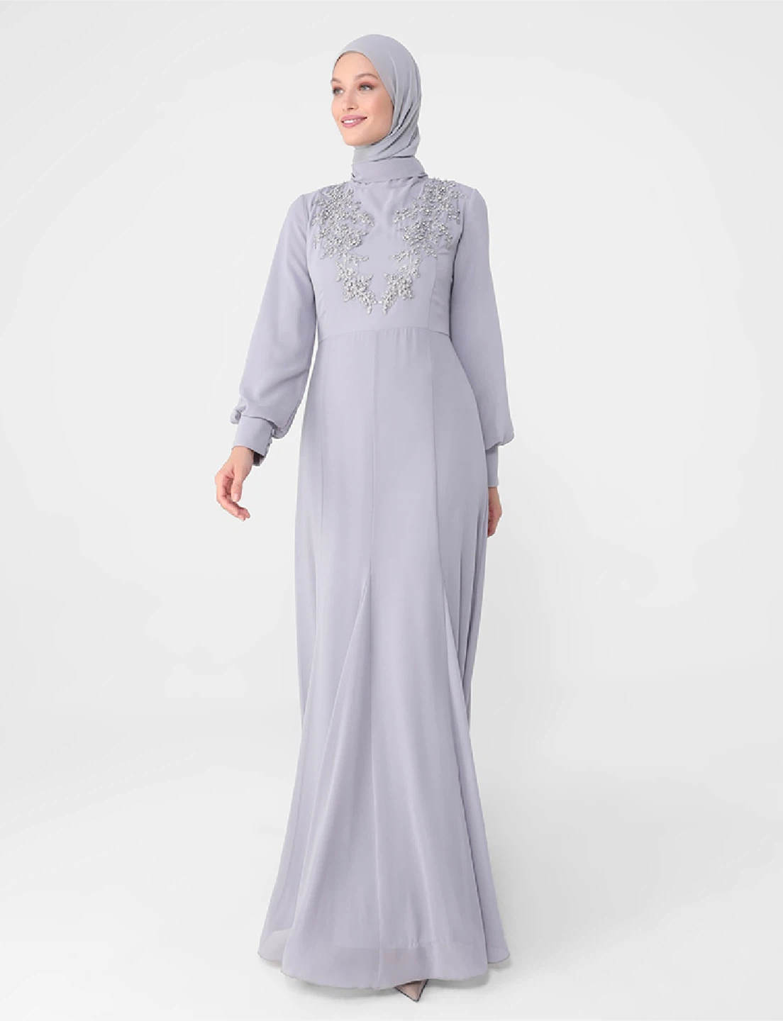 Lilac Long Sleeve Embellished Maxi Dress - photo 3