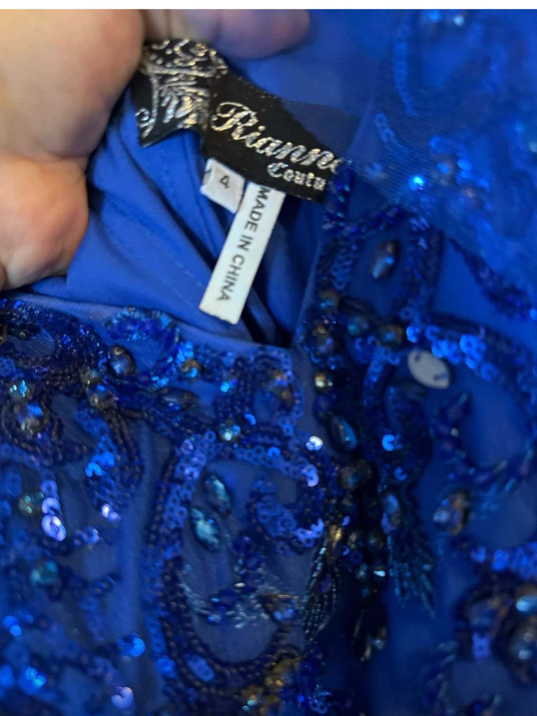 Rianna Couture Royal Blue Sequin Gown Size 4 - photo 4
