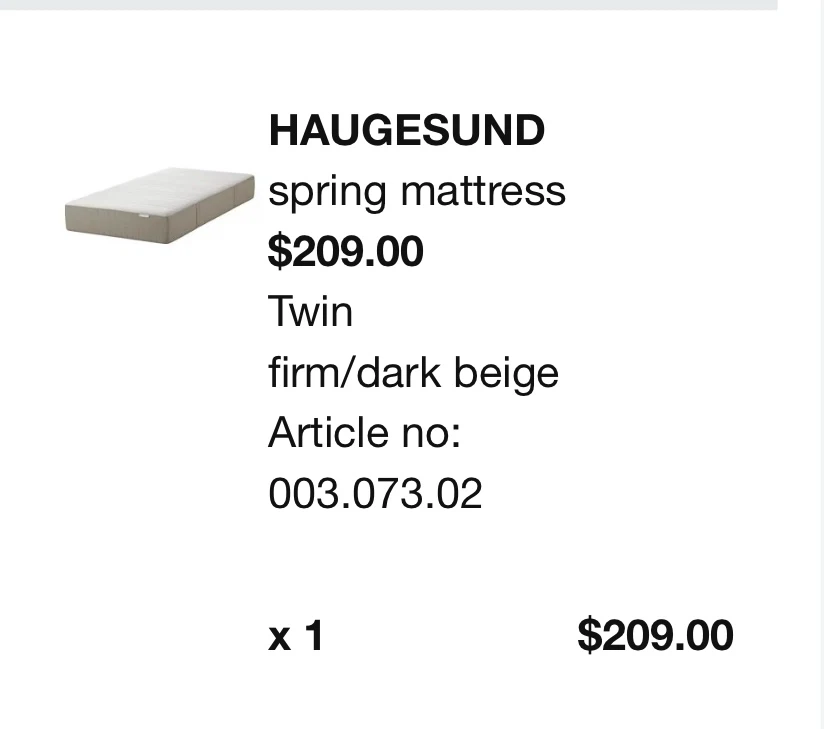HAUGESUND spring mattress - Twin, Firm/Dark Beige