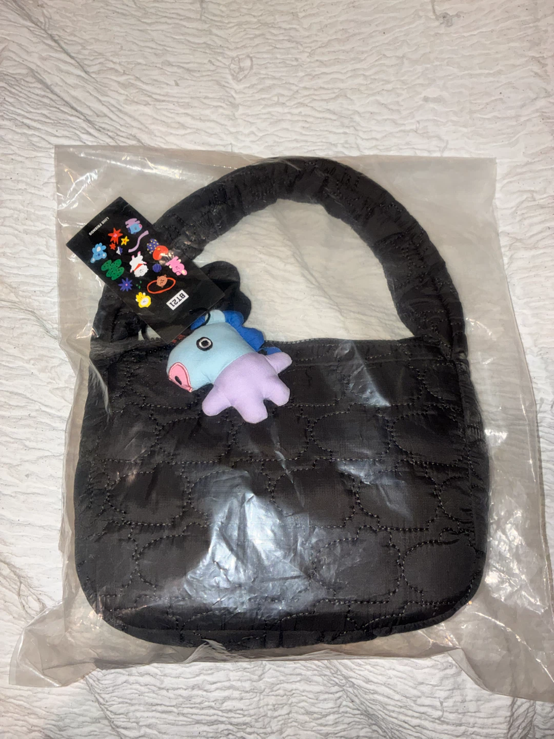 BTS BT21 Quilted Hobo Tote Bag with Mang Charm