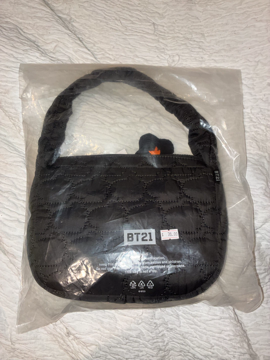 BTS BT21 Quilted Hobo Tote Bag with Mang Charm - photo 2