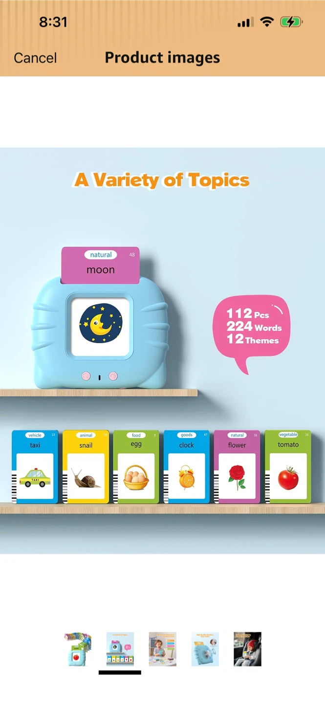 New-Montessori Educational Learning Toy with Flash Cards