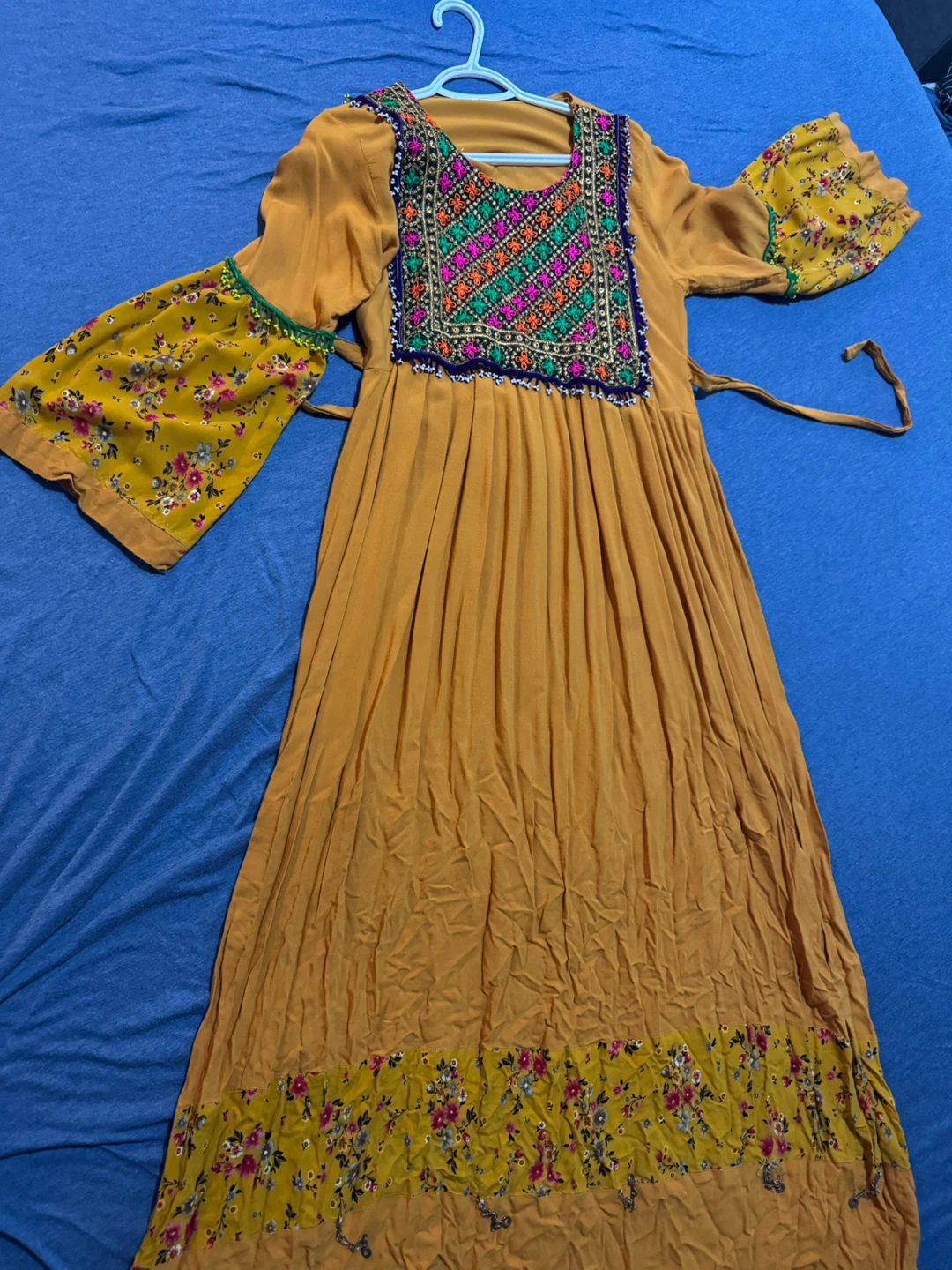 Orange Embroidered Maxi Dress