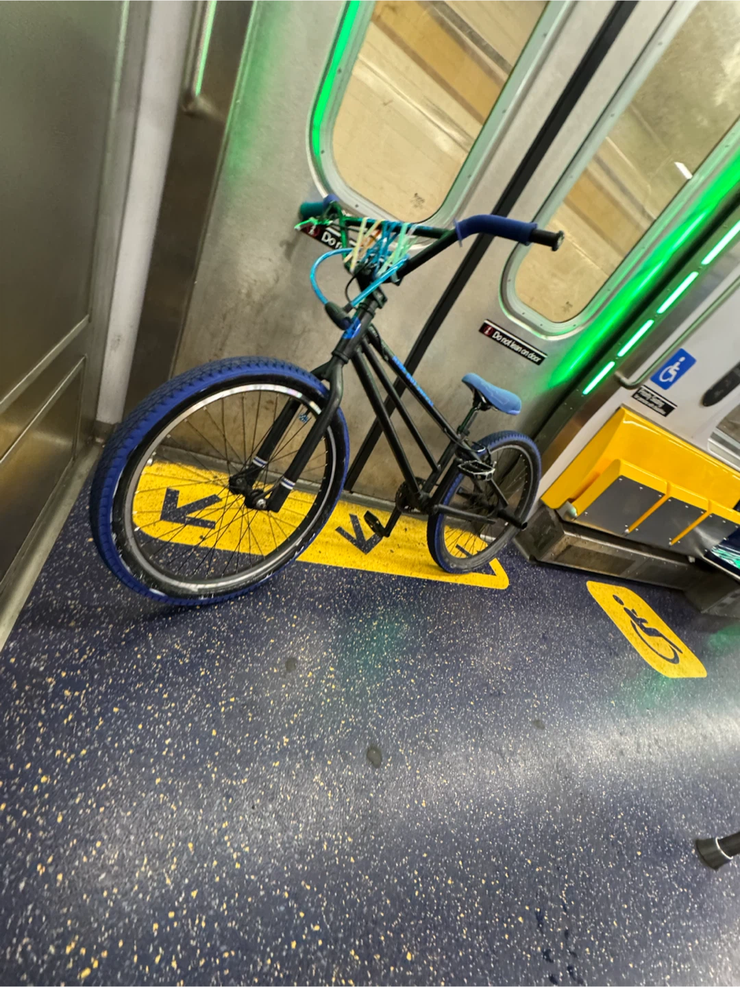 Black BMX Bike with Blue Accents