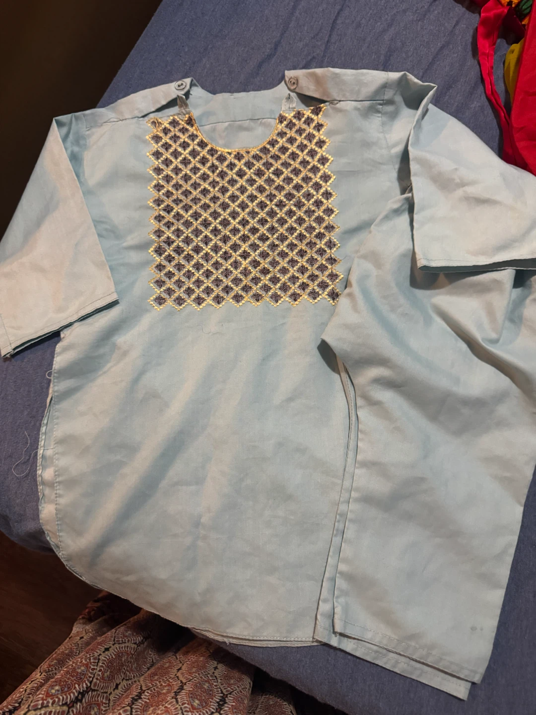 Light Blue Embroidered Kurta - photo 2