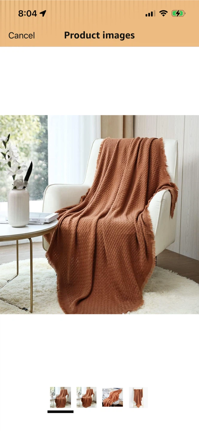 New-CREVENT Knit Throw Blanket 50"x60" - Caramel