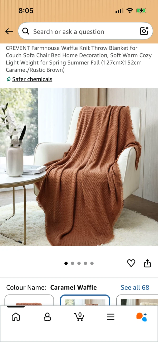 New-CREVENT Knit Throw Blanket 50"x60" - Caramel - photo 2