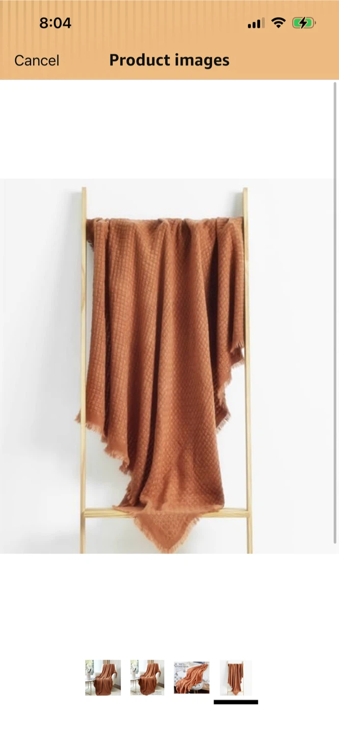 New-CREVENT Knit Throw Blanket 50"x60" - Caramel - photo 3
